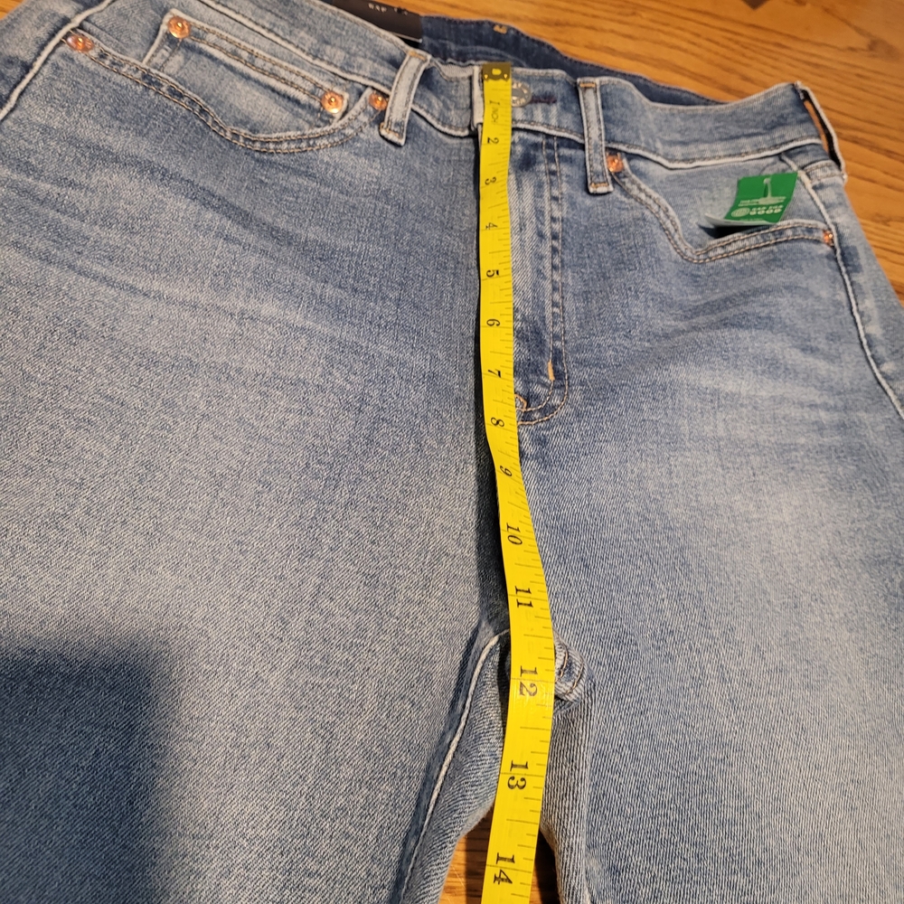 GAP Two-Tone Blue 70's Flare High Rise Jeans - Picture 7 of 15